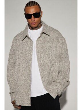 Fashion Nova Wool Blend Oversized Shacket Winter Casual Preppy Streetwear XL